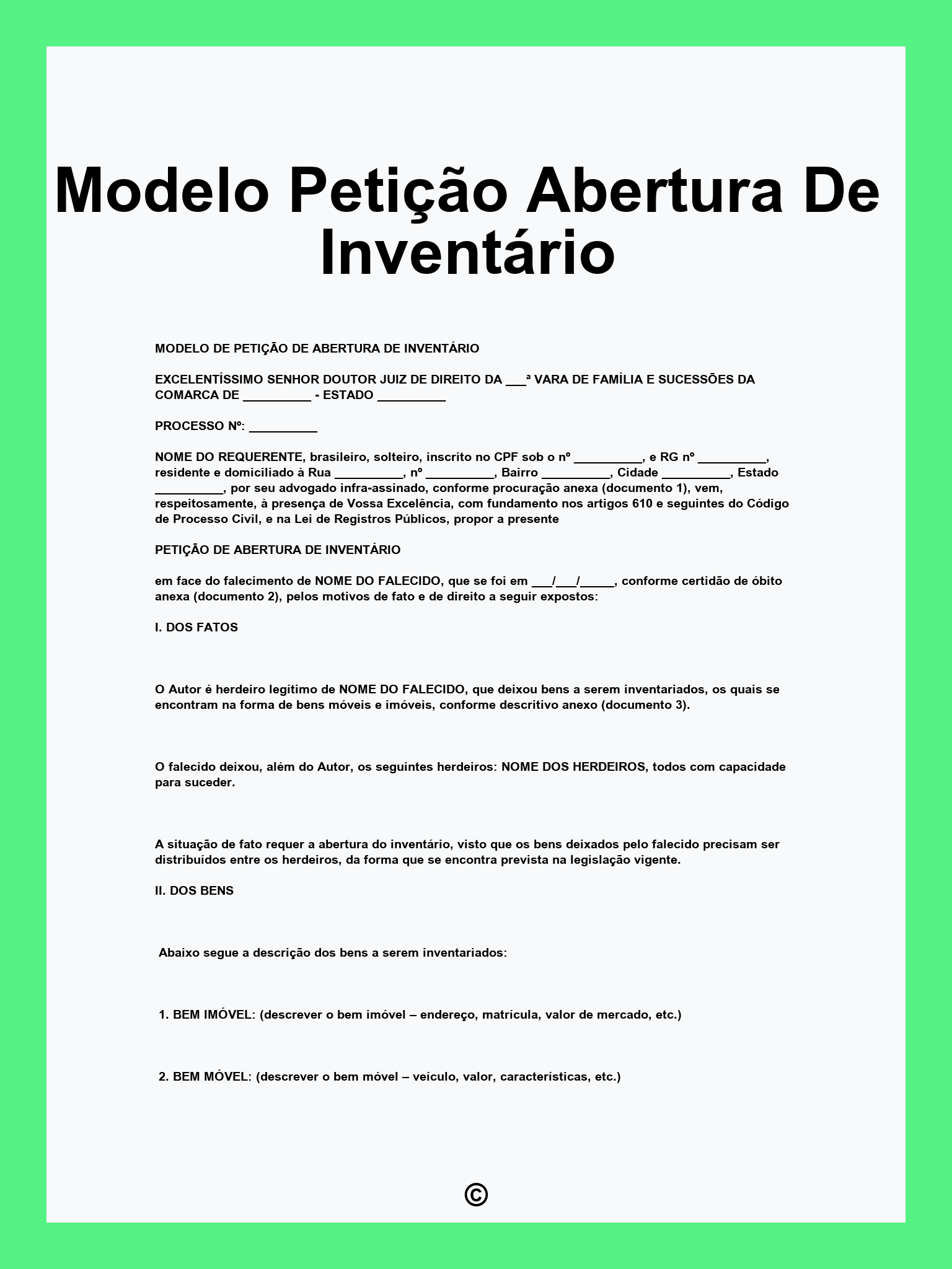 Modelo Petição Abertura De Inventário