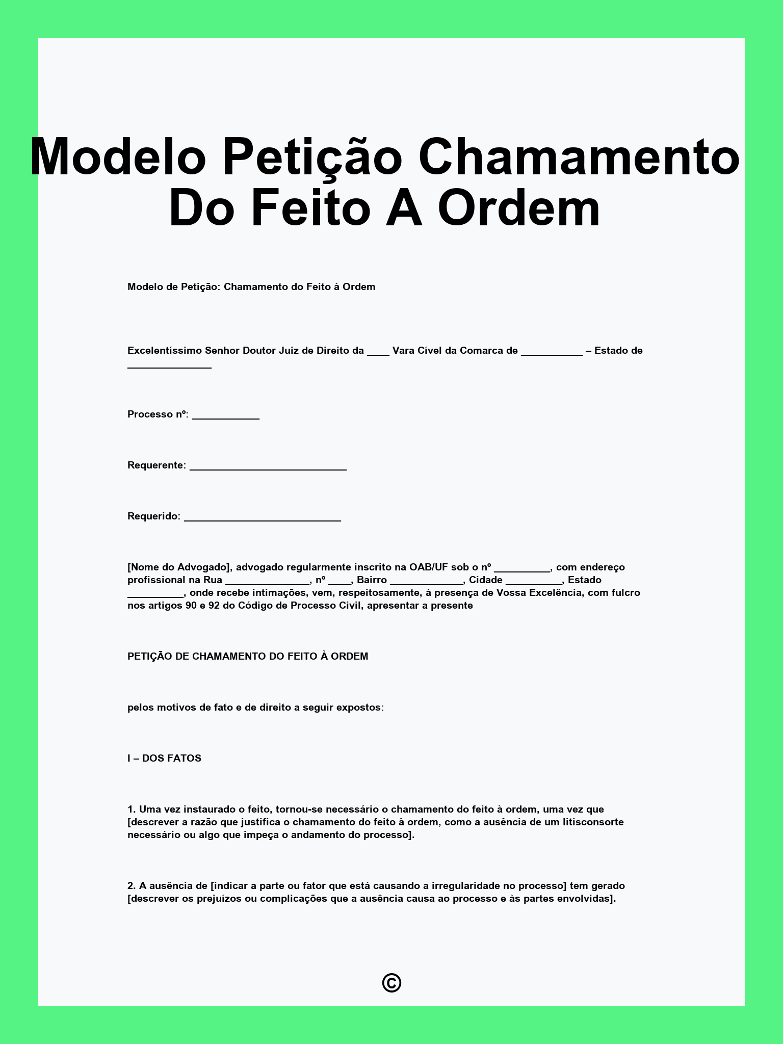 Modelo Petição Chamamento Do Feito A Ordem