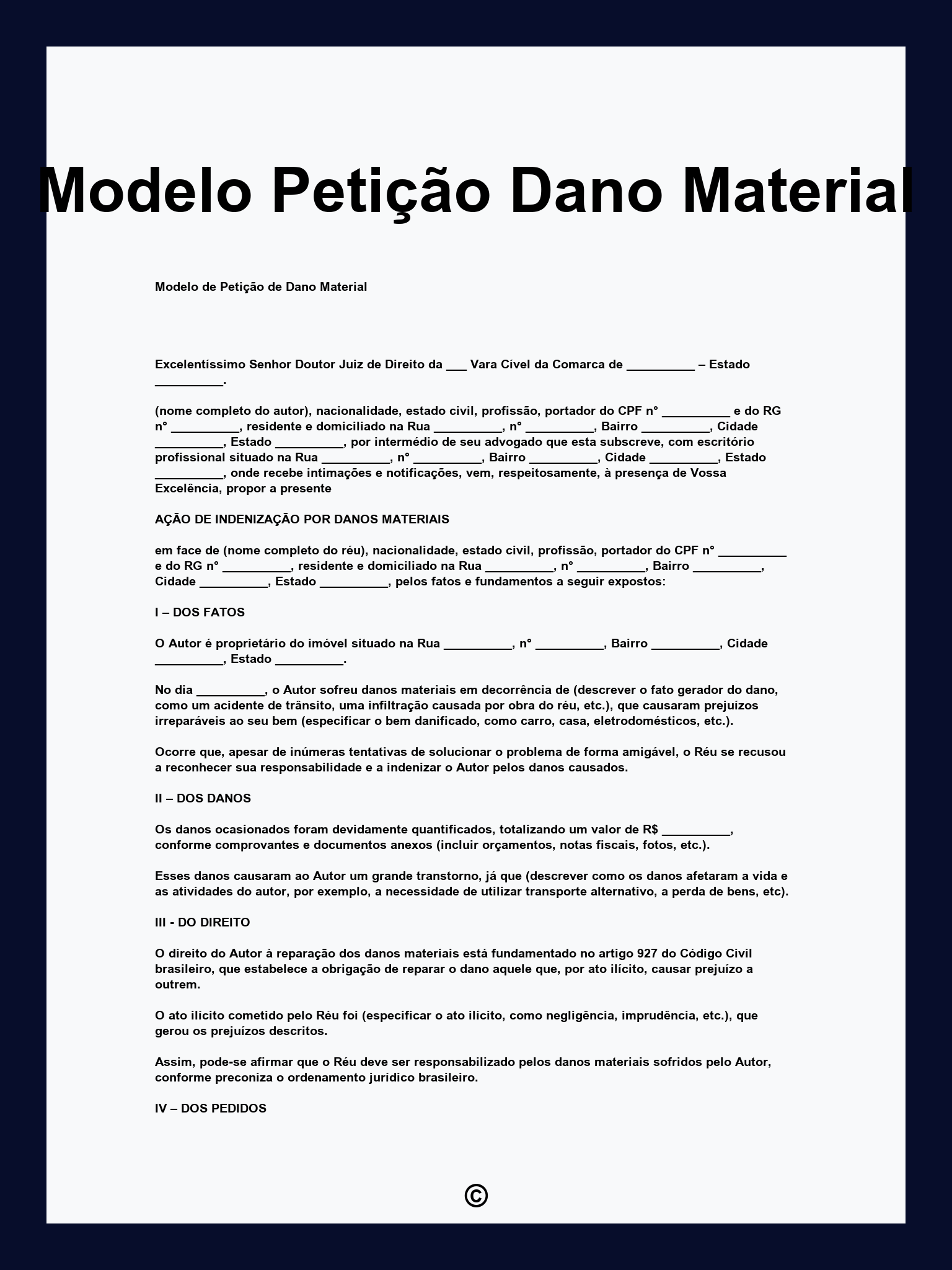 Modelo Petição Dano Material