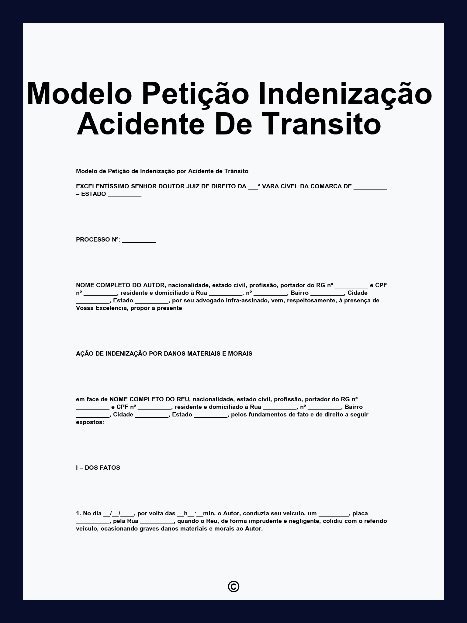 Modelo Petição Indenização Acidente De Transito