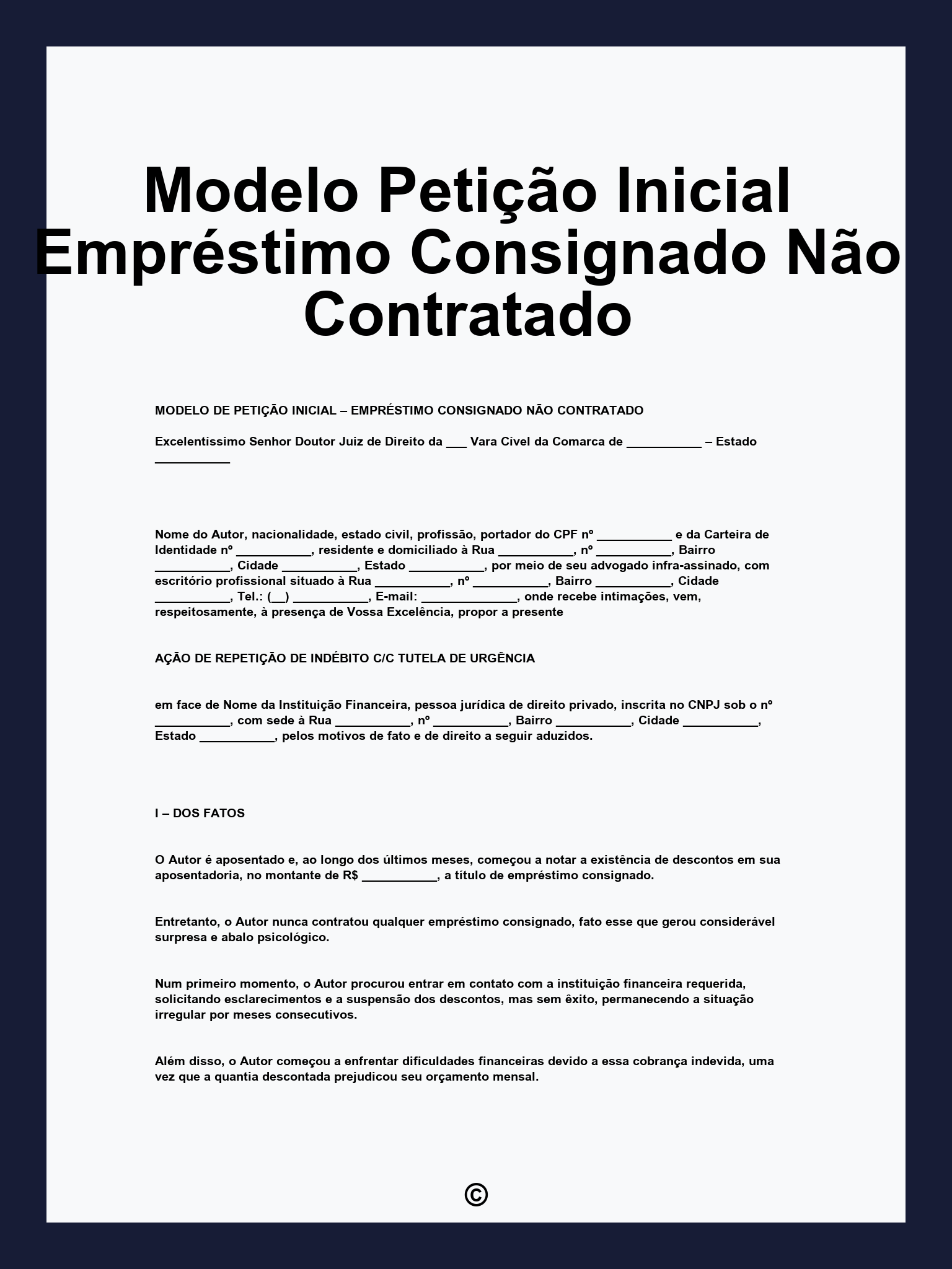 Modelo Petição Inicial Empréstimo Consignado Não Contratado