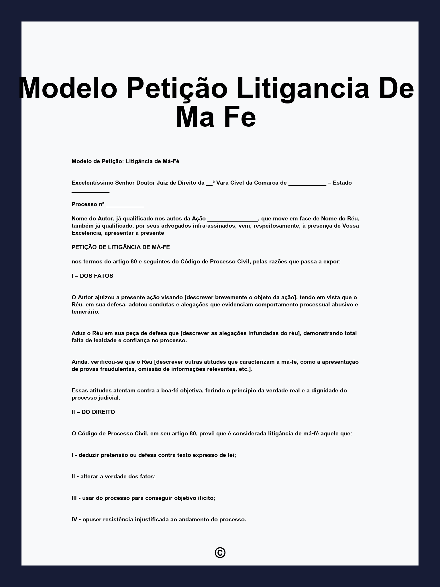Modelo Petição Litigancia De Ma Fe