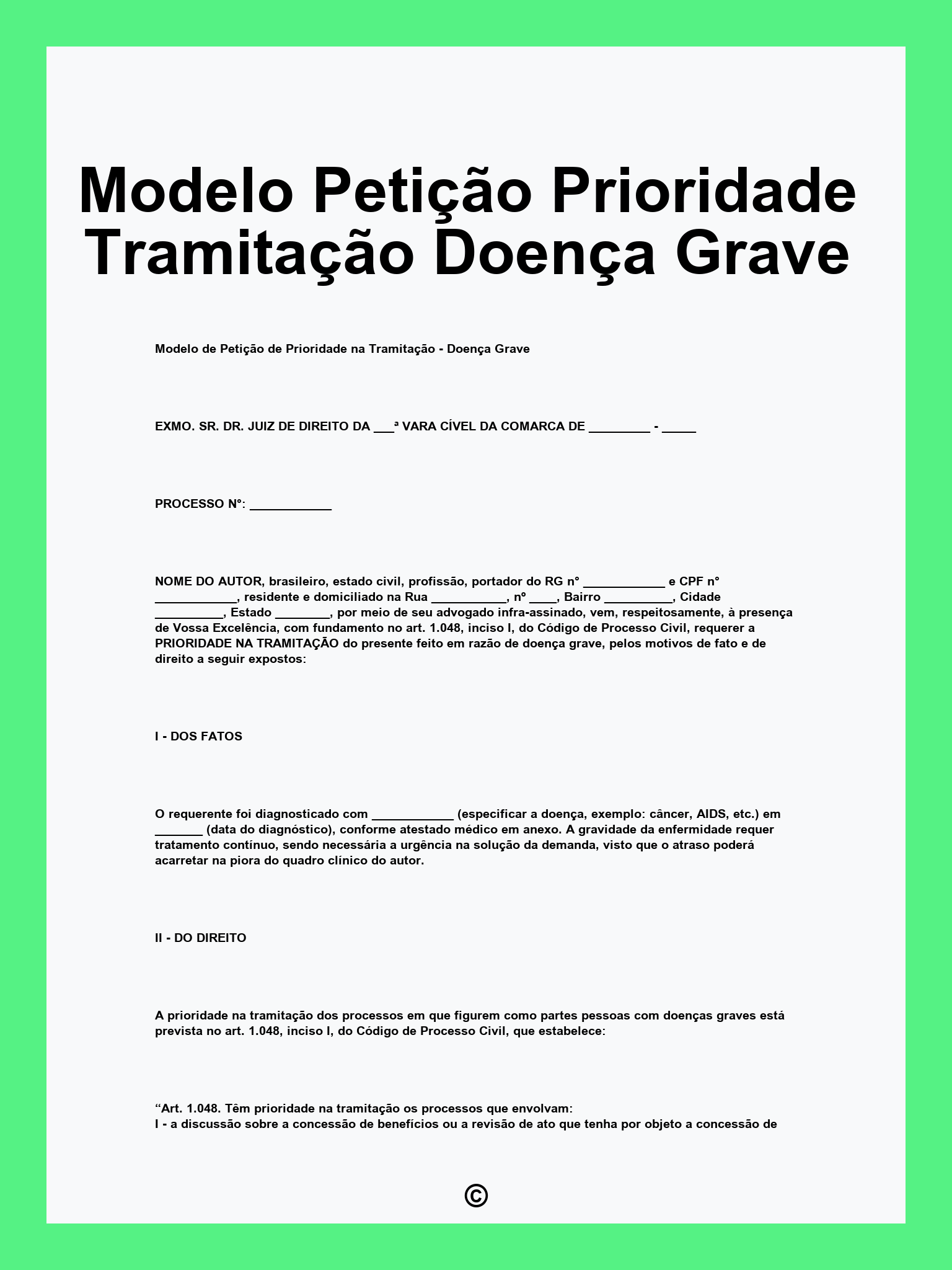 Modelo Petição Prioridade Tramitação Doença Grave