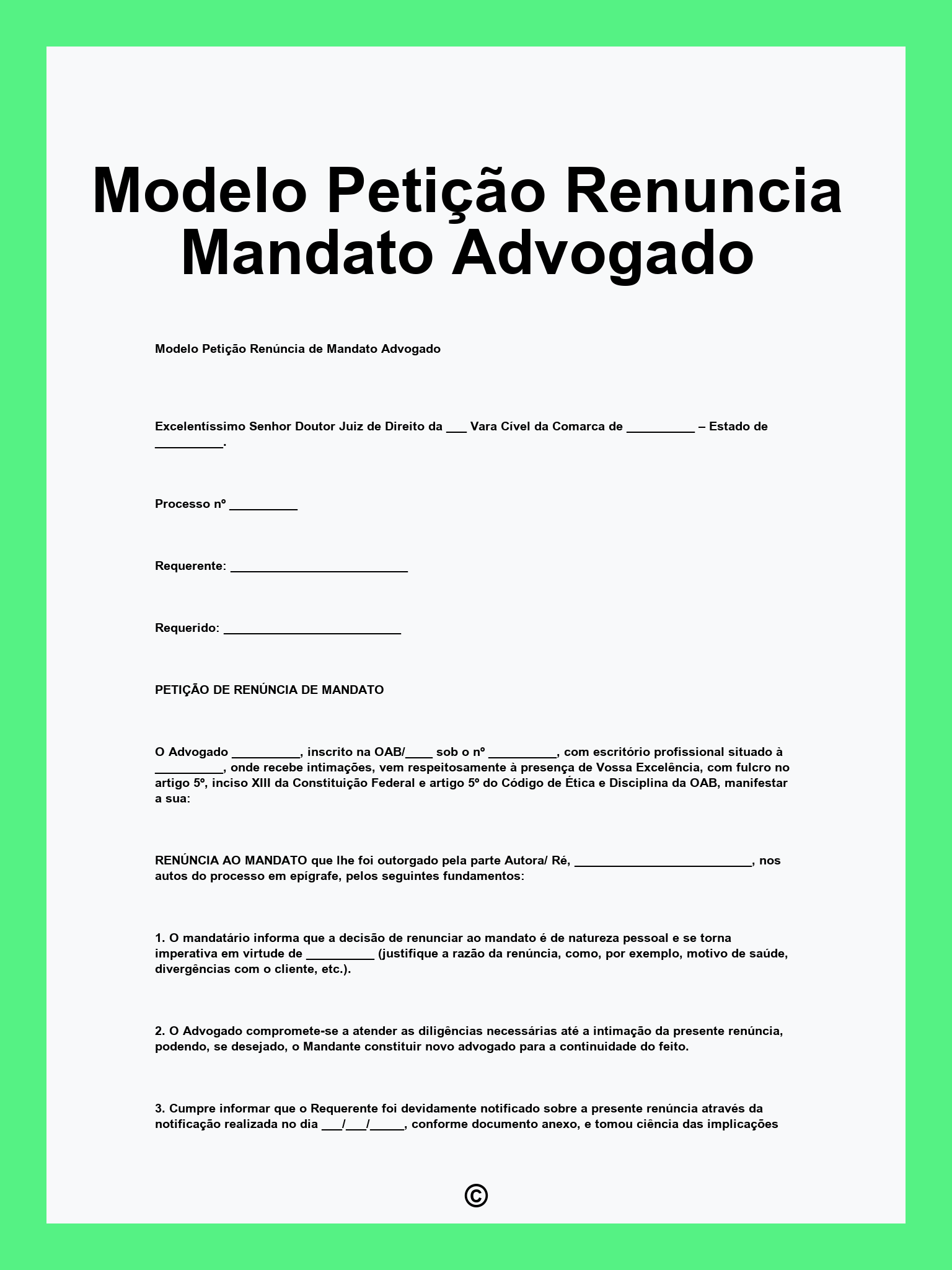 Modelo Petição Renuncia Mandato Advogado
