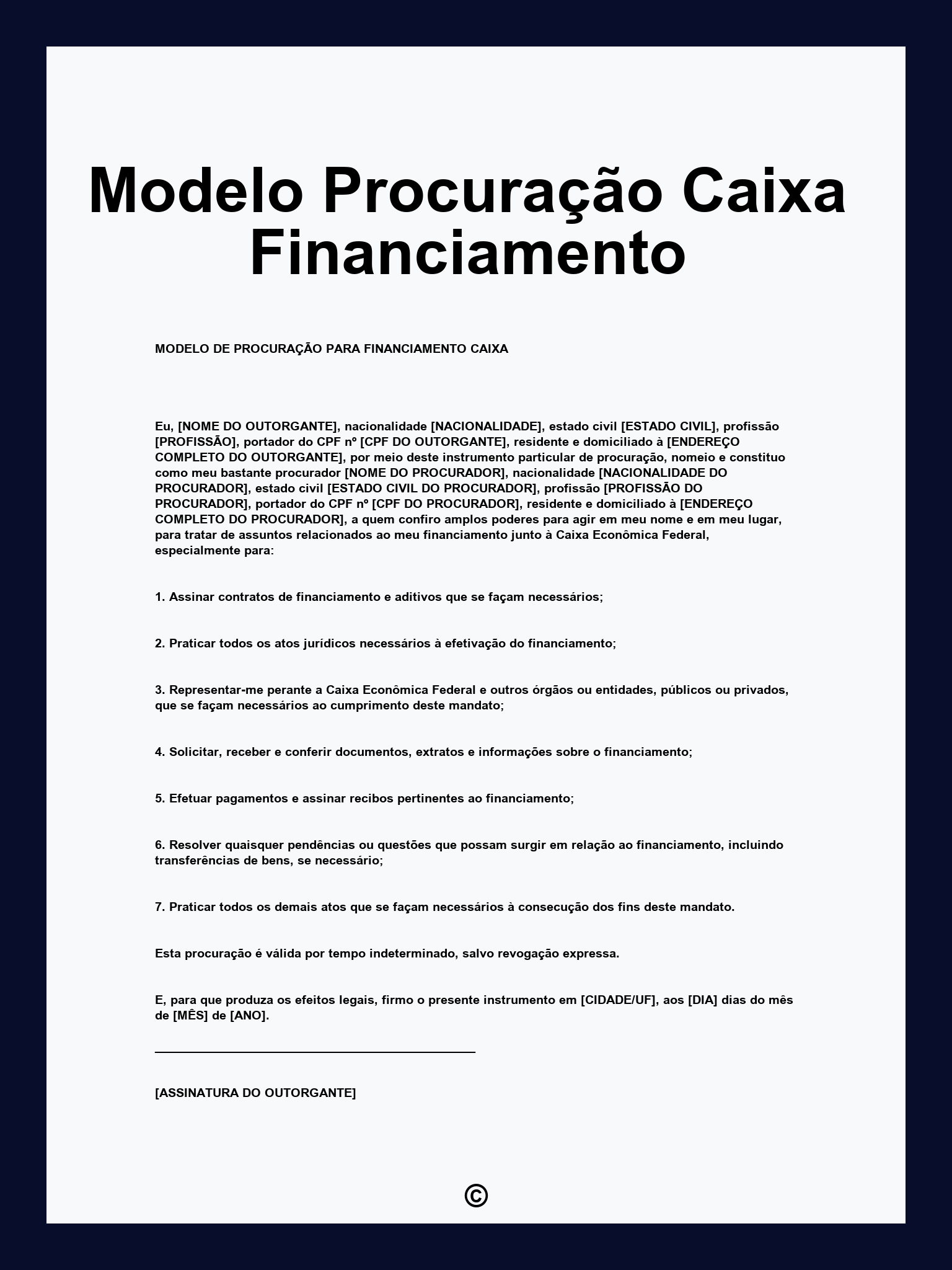 Modelo Procuração Caixa Financiamento