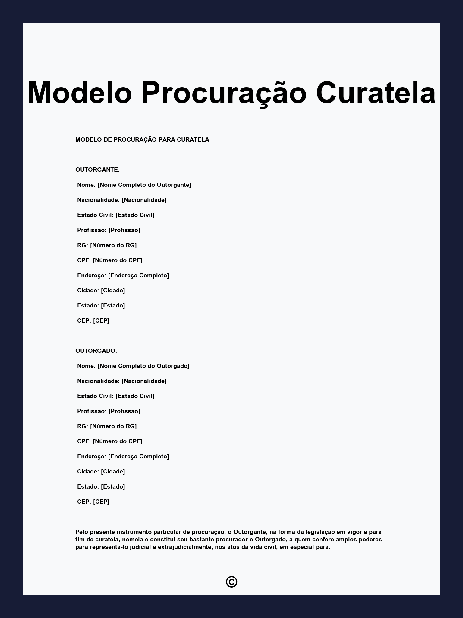 Modelo Procuração Curatela