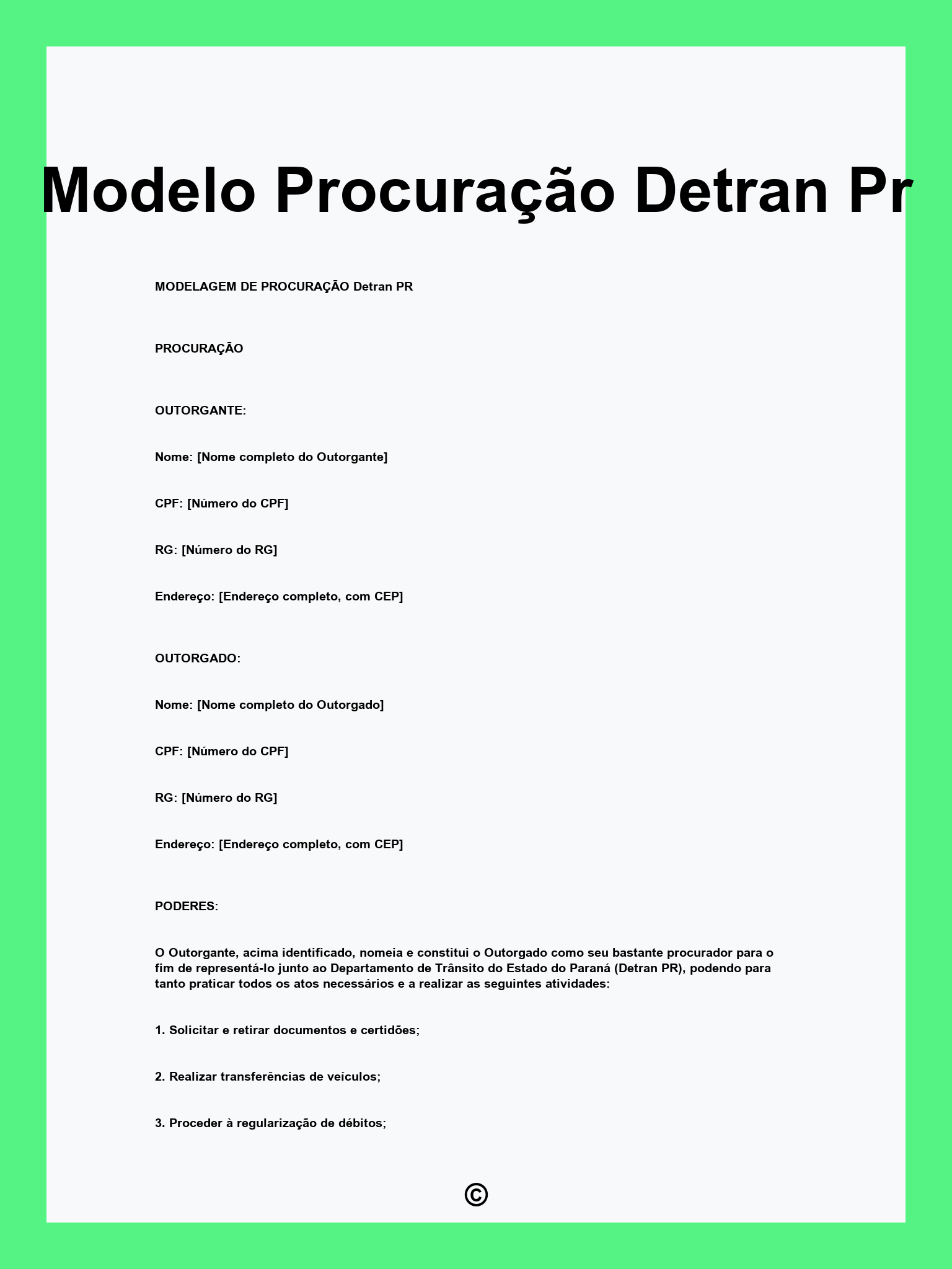 Modelo Procuração Detran Pr