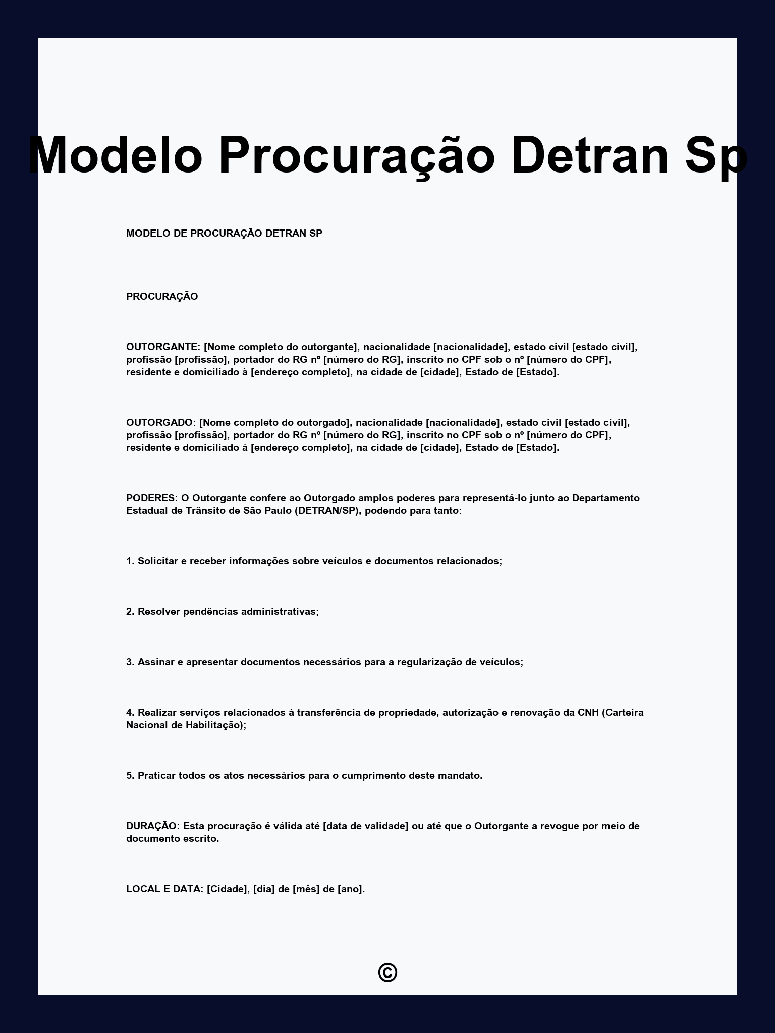 Modelo Procuração Detran Sp