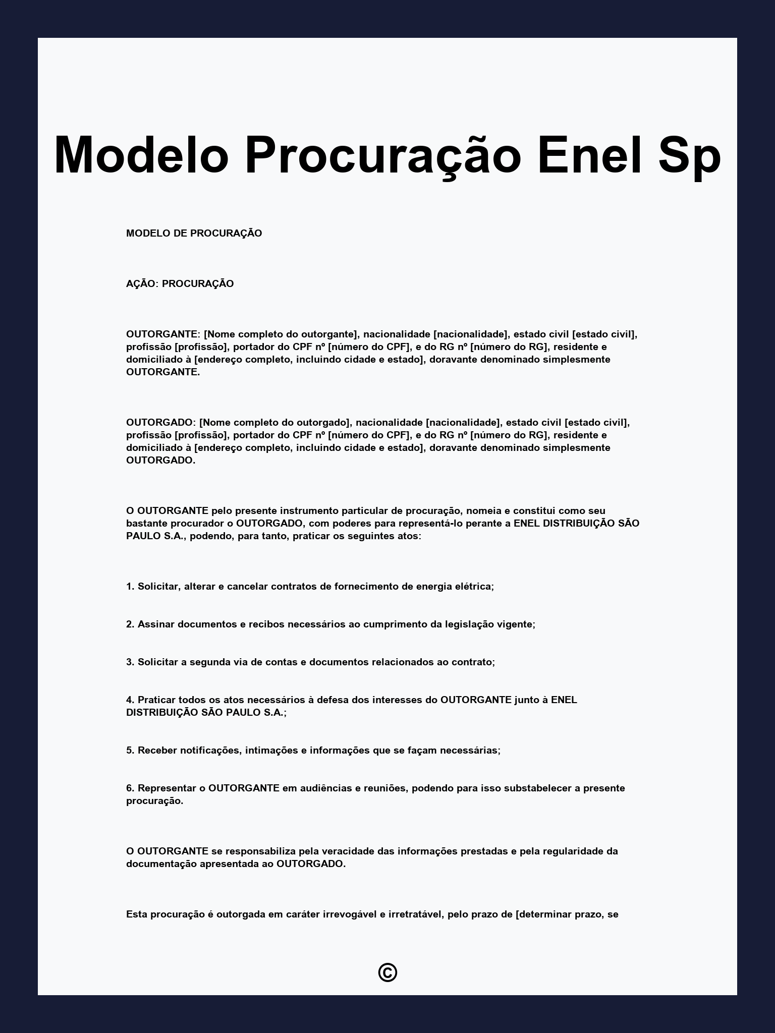 Modelo Procuração Enel Sp