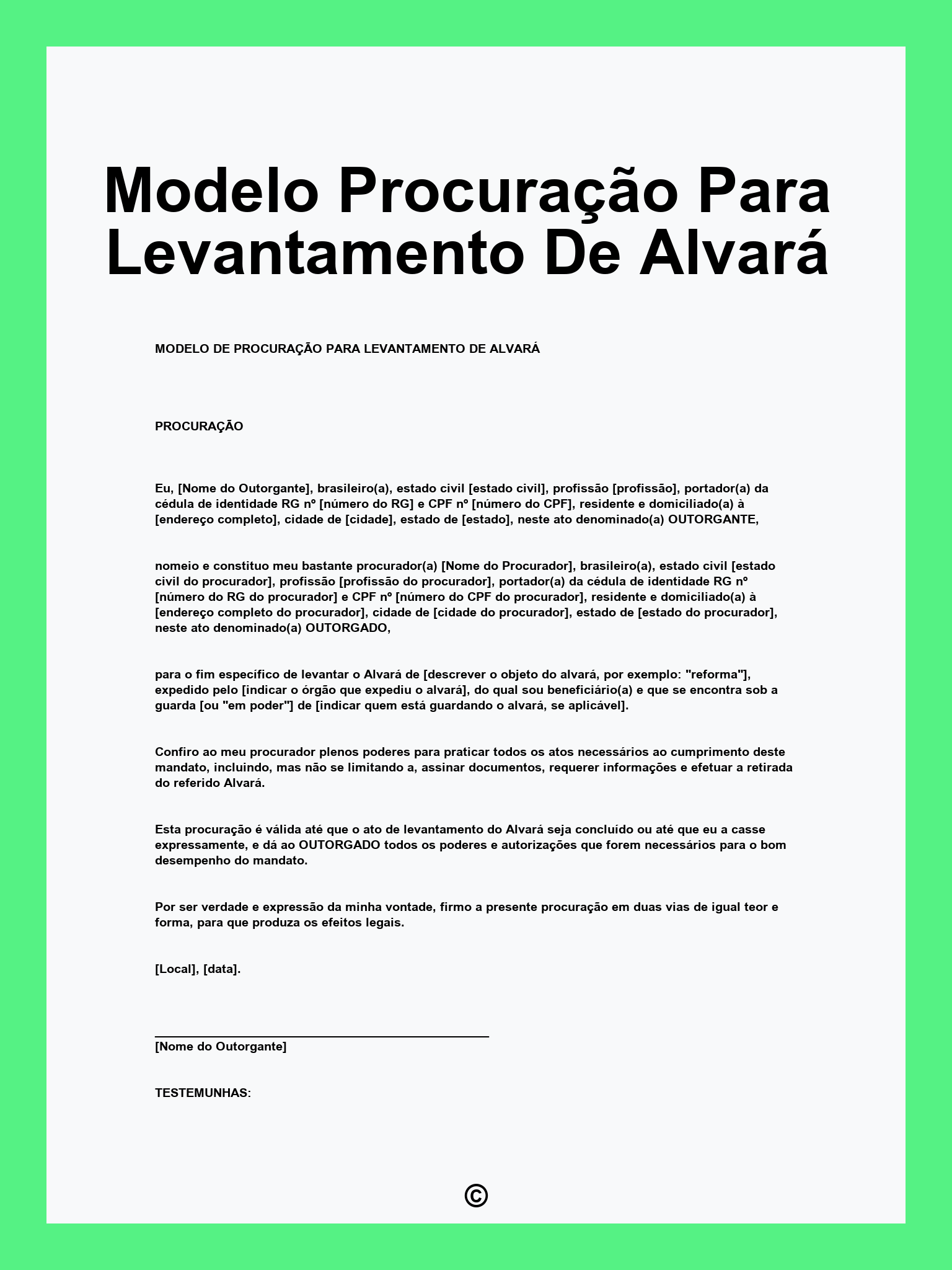 Modelo Procuração Para Levantamento De Alvará