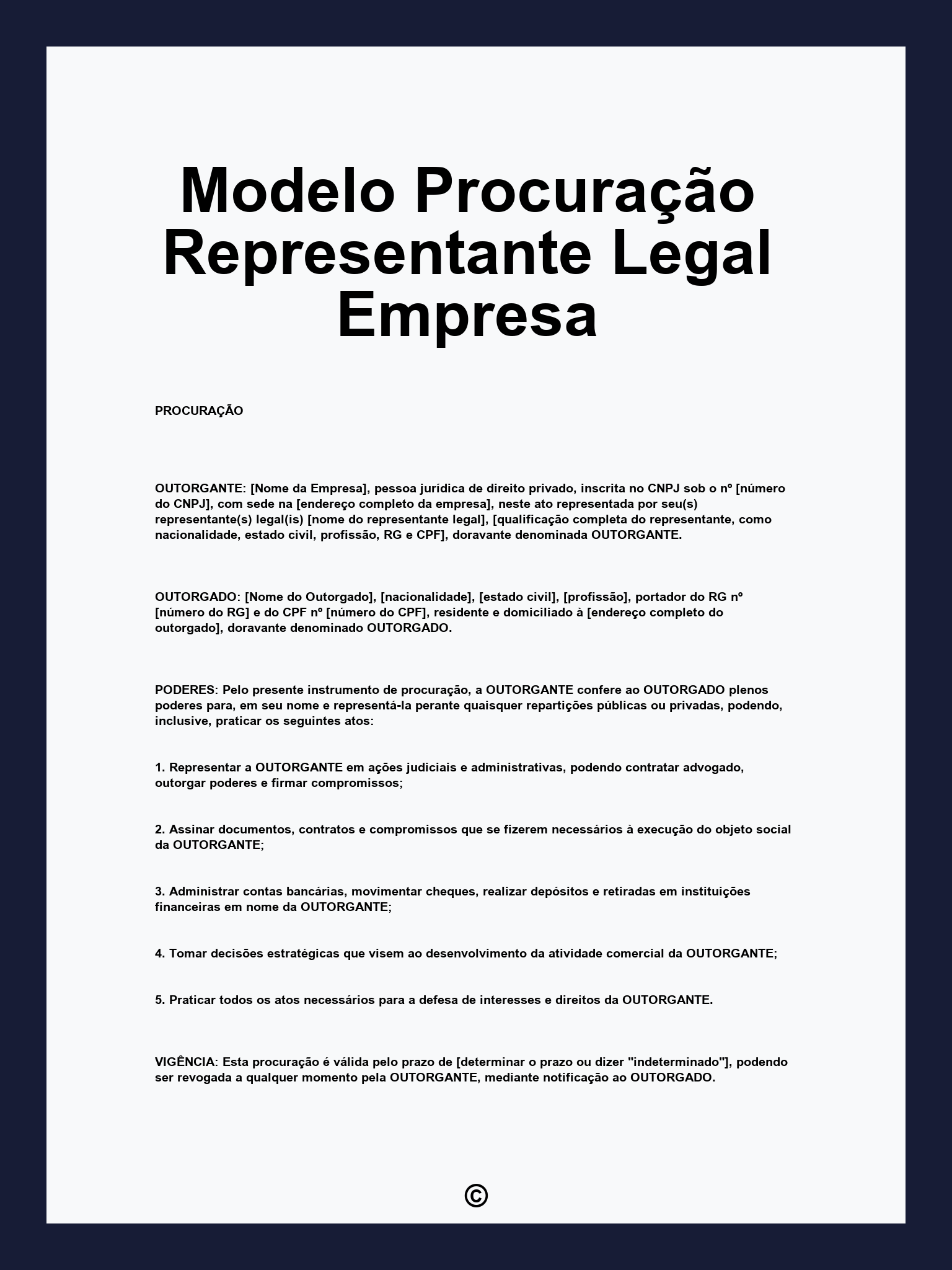 Modelo Procuração Representante Legal Empresa