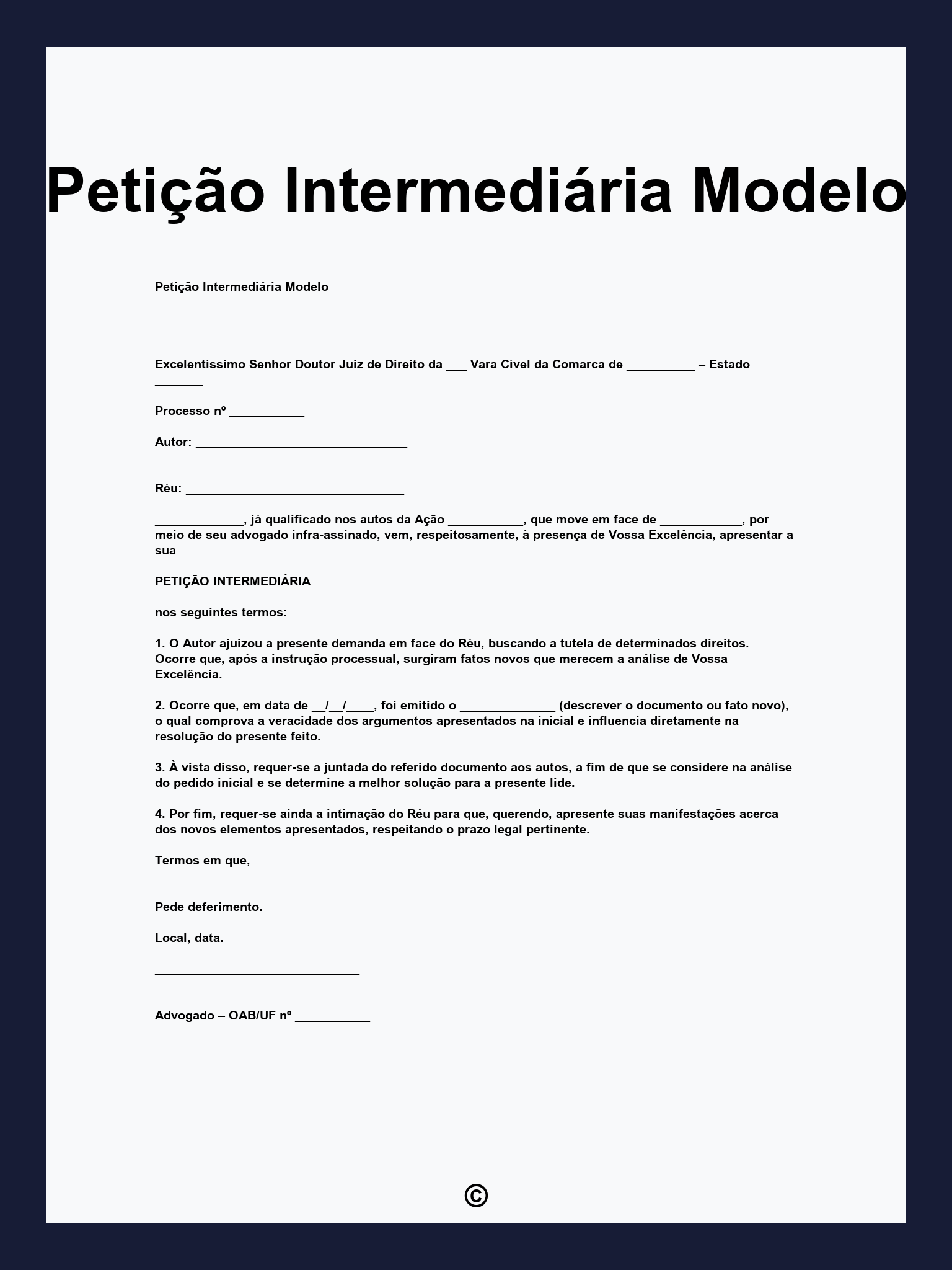 Petição Intermediária Modelo